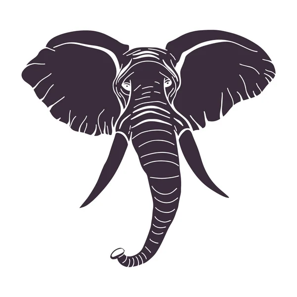 Obryová silueta slona. Africká zvířata. Hlava slona. Návrhových prvků pro logo, reklamu, web, tisk a nápisy. — Stockový vektor