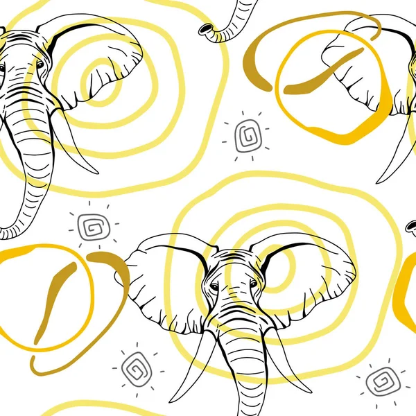 Abstraktní vektorový model s africkými motivy. Silueta slona a abstraktních tvarů. Stylová šablona pro návrhy nápadů. Rendy vektorová ilustrace v kreslené stylu — Stockový vektor