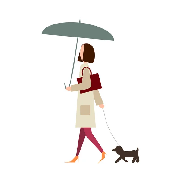 Vector illustration of woman with umbrella — Stock Vector