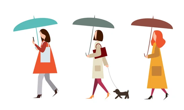 Vector illustration of woman with umbrella — Stock Vector