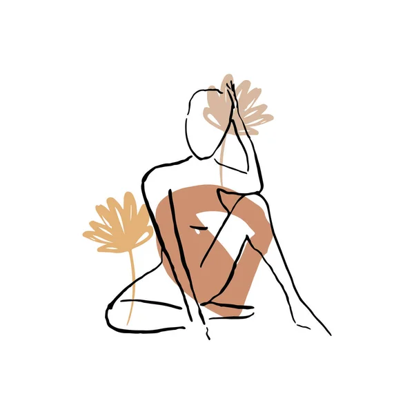 Design Style Bohème Silhouette Féminine Abstraite Éléments Décoration Boho Tirage — Image vectorielle