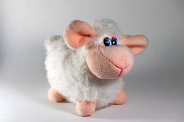 sevimli koyun oyuncak beyaz bir arka plan üzerinde izole