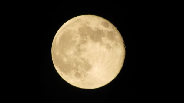 Luna llena en un cielo oscuro de cerca — Vídeos de Stock