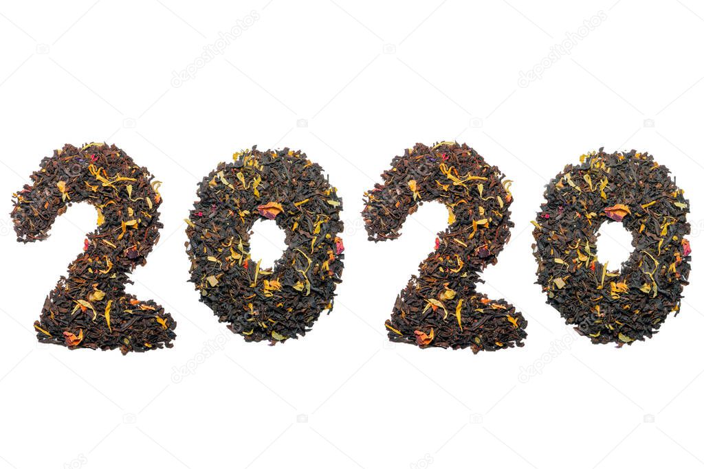 2020 year of tea on a white background top view