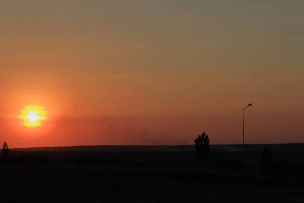 Coucher Soleil Tardif Romance Couleur Chaude — Photo