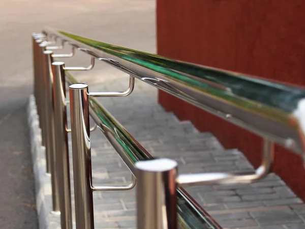 Handrails Railing Chrome Steps City — Stock Photo, Image