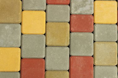 multicolored square paving slabs in the city texture background