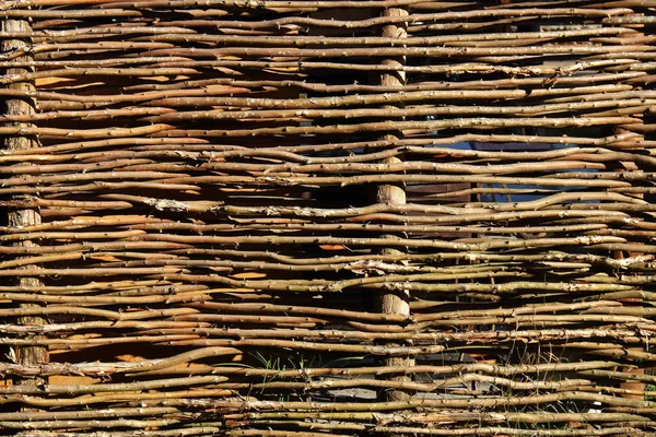 Fence Interwoven Tree Branches Autumn Texture Background — Stock Photo, Image