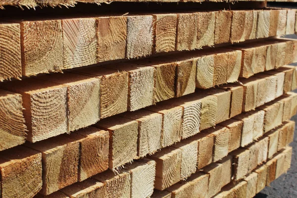 Neat Coniferous Timber Stacks Warehouse — Stock Photo, Image