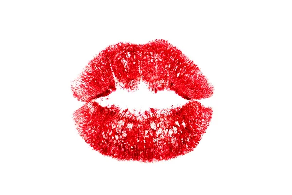 Красный поцелуй на белом фоне — стоковое фото