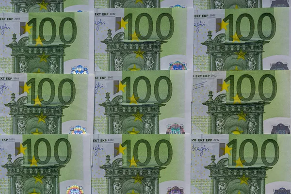 Banknotlar 100 euro güzel döşenmiş. Euro euro para. Avrupa Birliği bankacılık, finansal tasarruf. — Stok fotoğraf