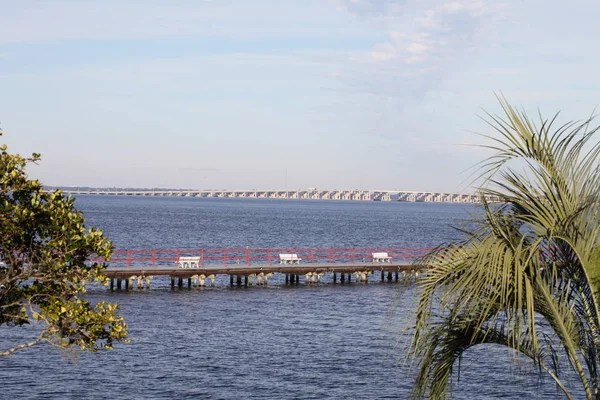 在佛罗里达州杰克逊维尔圣约翰河上的亨利荷兰巴克曼桥的看法 — 图库照片