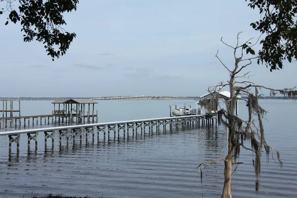 Widok Henry Holland Buckman Bridge Nad Rzeką Johns Jacksonville Stanie — Zdjęcie stockowe