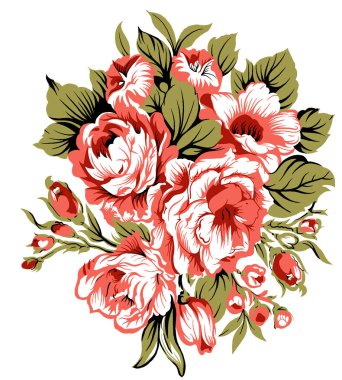 Tekstil ve moda baskılar tasarım için beyaz arka planda güzel çiçekler