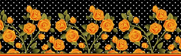 seamless flower border on polka dot background for textile and fashion prints