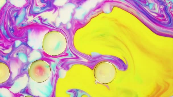 Fantastica struttura di bolle colorate. Pittura colorata astratta — Video Stock
