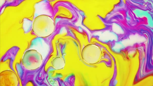 Structure fantastique de bulles colorées. Peinture colorée abstraite — Video