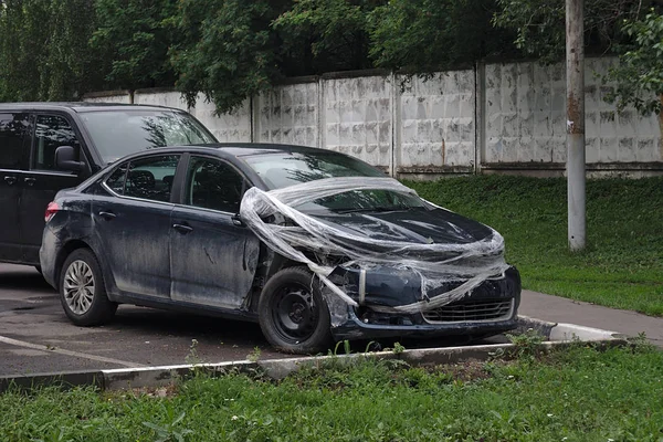 Carro Após Acidente Está Estacionamento — Fotografia de Stock