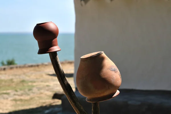 Töpferwaren Getrocknet Der Nähe Des Hauses Meer — Stockfoto