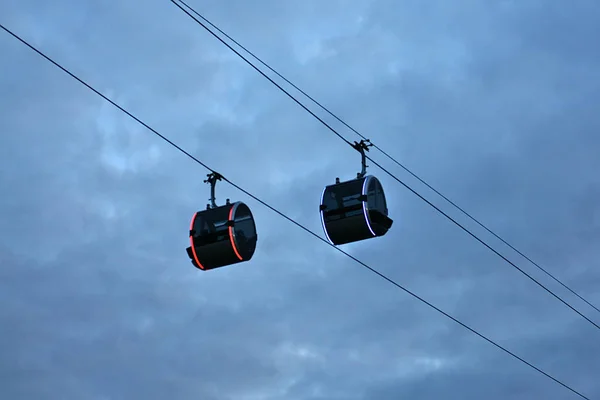 Cabines Teleférico Fundo Céu Noite — Fotografia de Stock