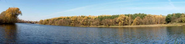 Panorama Oude Vijver Herfst — Stockfoto