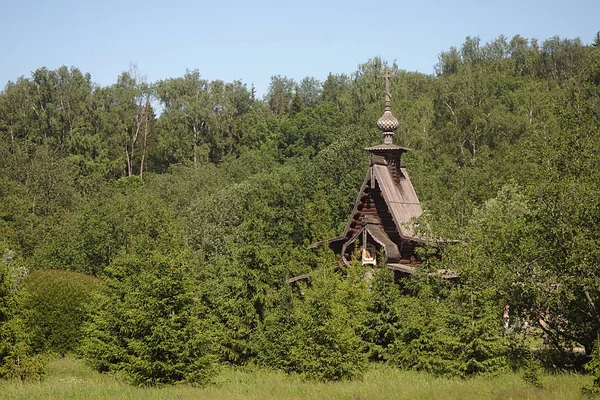 Κατασκευή Ξύλινης Μονής Στο Δάσος — Φωτογραφία Αρχείου