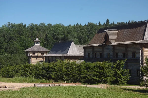 Costruzione Monastero Legno Nella Foresta — Foto Stock