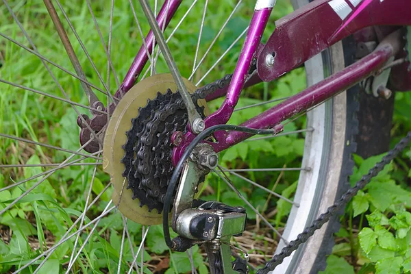 Tömb Lánckerekek Hátsó Kerék Kerékpár — Stock Fotó