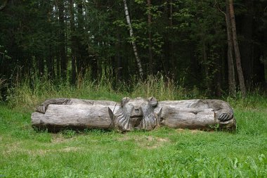 Ayı formunda bir bank, tüm bir kütükten oluşur.