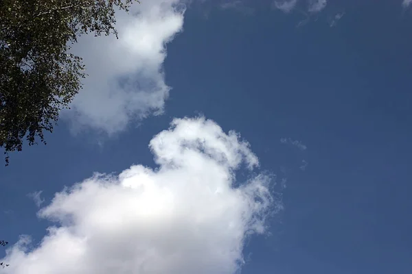 Fragmento Céu Setembro Com Nuvens Brancas — Fotografia de Stock