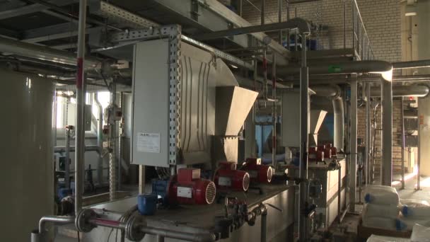Bio gas generation equipment pipes and tanks in water treatment facilities plant — Stock Video