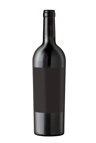 Bouteille Vin Isolée Sur Étiquette Blanche Vierge Noire — Photo