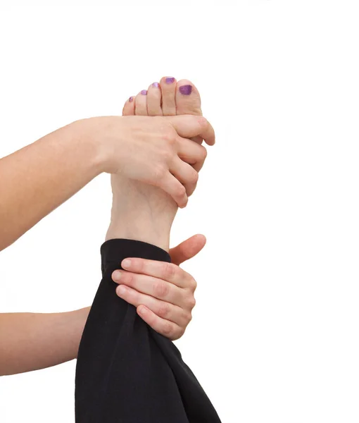 Physiotherapist Giving Foot Massage Mature Woman — Stock Photo, Image