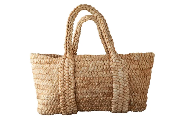 Straw Basket Bag White Background — Stock Photo, Image