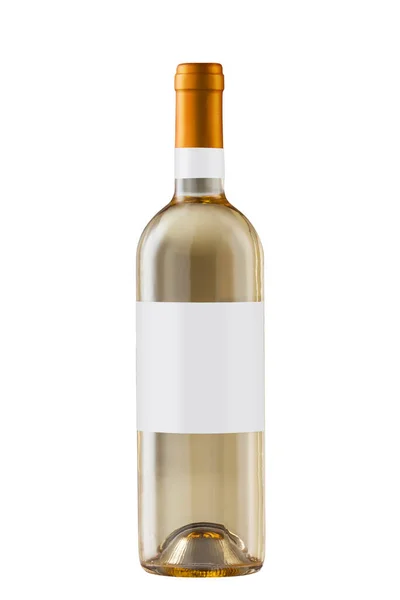 Wine Bottle Black Label Isolated White Background Blue Label Capsule — Stock Photo, Image