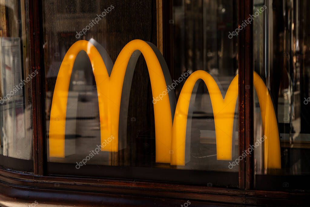 The M Logo. Global Fast Food Symbol McDonalds Madrid
