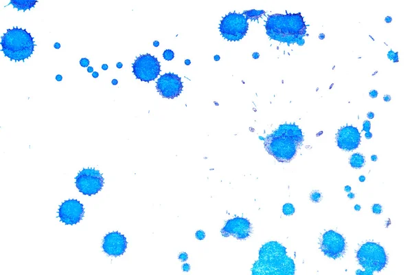 Abstract blue ink splash. Ink blots. Elements of design. The water-soluble ink on white paper Leste. Abstract contemporary art.