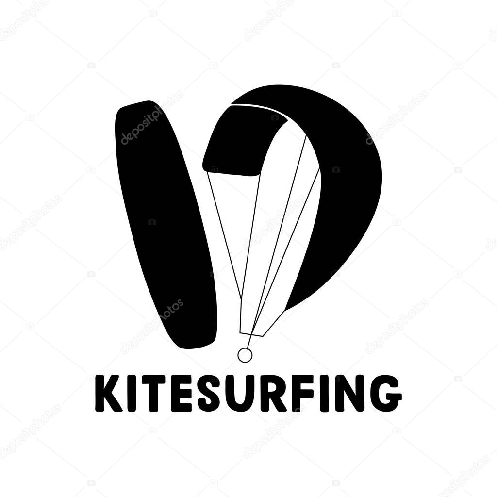 Kitesurfing hand written lettering logo. Vector illustration for banner, poster, flayer, clothes.
