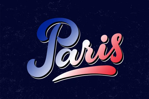 Paris mão lettering vetor ilustração em cores da bandeira nacional da França .. — Vetor de Stock
