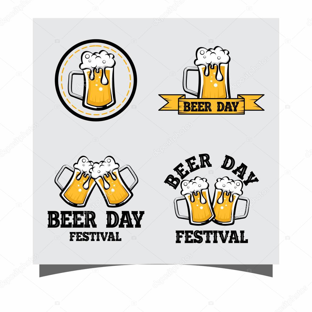 Set of international beer day, celebration with decoration vector illustration