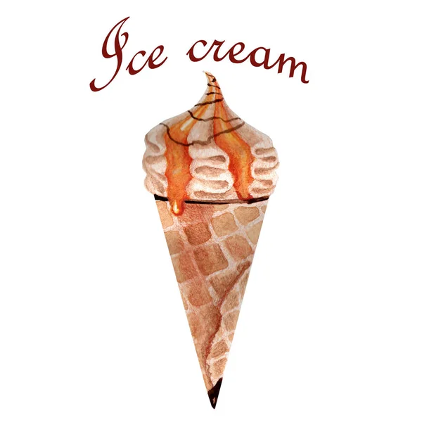 Ilustración de alimentos acuarela. Un delicioso helado — Foto de Stock