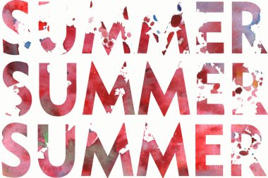 Beyaz arka plan üzerinde lekeler ve damlalar ile suluboya yazıtlar yaz