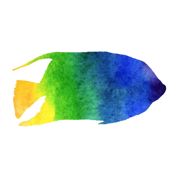水彩夏の海イラスト。手描きの虹の天使-f — ストック写真