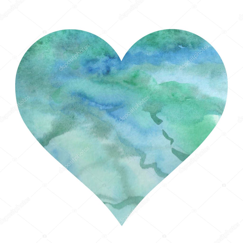 Watercolor illustration. A heart filled watercolor background
