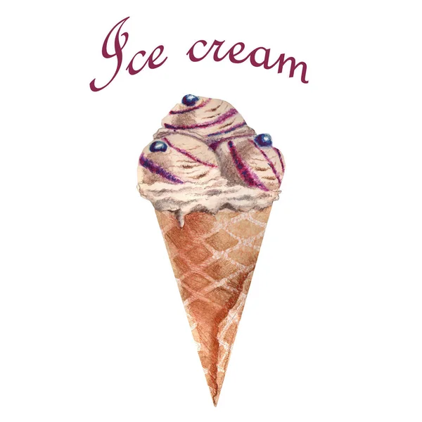 Ilustración en acuarela. Un delicioso helado — Foto de Stock