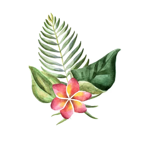 Aquarelle lumineux été illustration avec des fleurs tropicales — Photo