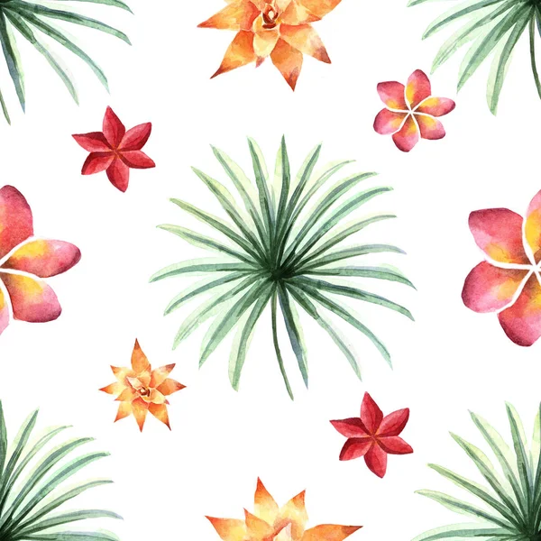 Aquarelle lumineux été illustration avec des fleurs tropicales — Photo