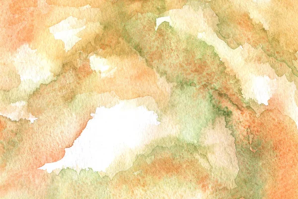 穏やかなオレンジと緑の色を持つ水彩画の抽象的な背景 — ストック写真