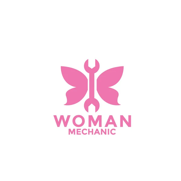 Woman Mechanic Logo Design Vector — Stock Vector