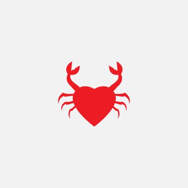 kırmızı aşk ve yengeç logosu tasarımı 
